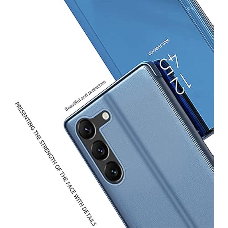 CCSamll Mirror Case for Samsung Galaxy S23+ Plus (NOT S23) Support Wireless Charging, Smart Clear View Cover Ultra Thin with Kickstand Flip Phone Case for Samsung Galaxy S23 Plus 5G QH Blue - Image 5